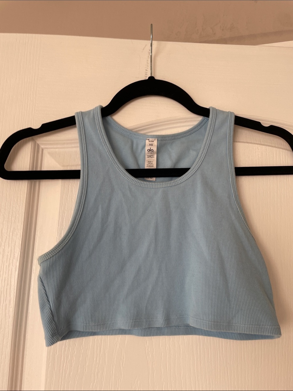 ALO Yoga Sky Blue Ribbed Cropped Tank